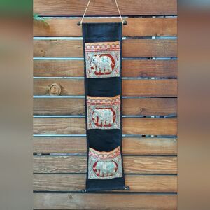 Vintage Tapestry Wall Hanging Pocket Wall Hanging Elephants Wall Art